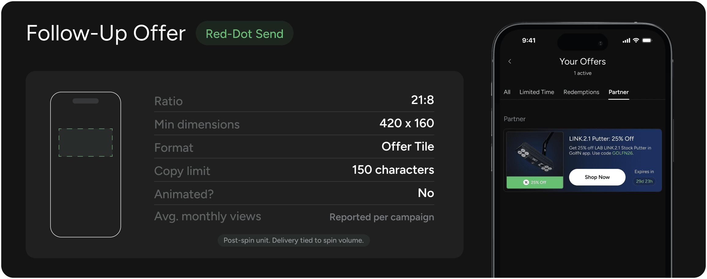 Follow-Up Offer — live ad placement in the GolfN app