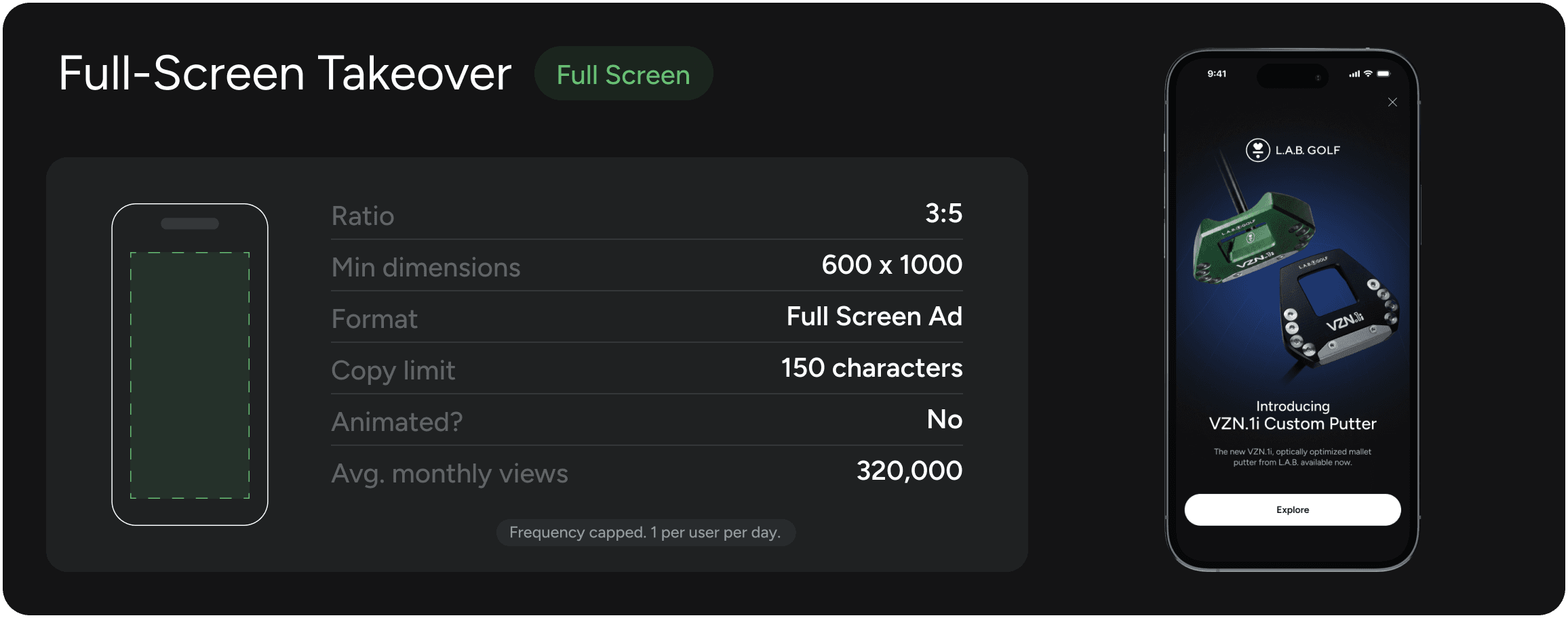 Full-Screen Takeover — live ad placement in the GolfN app