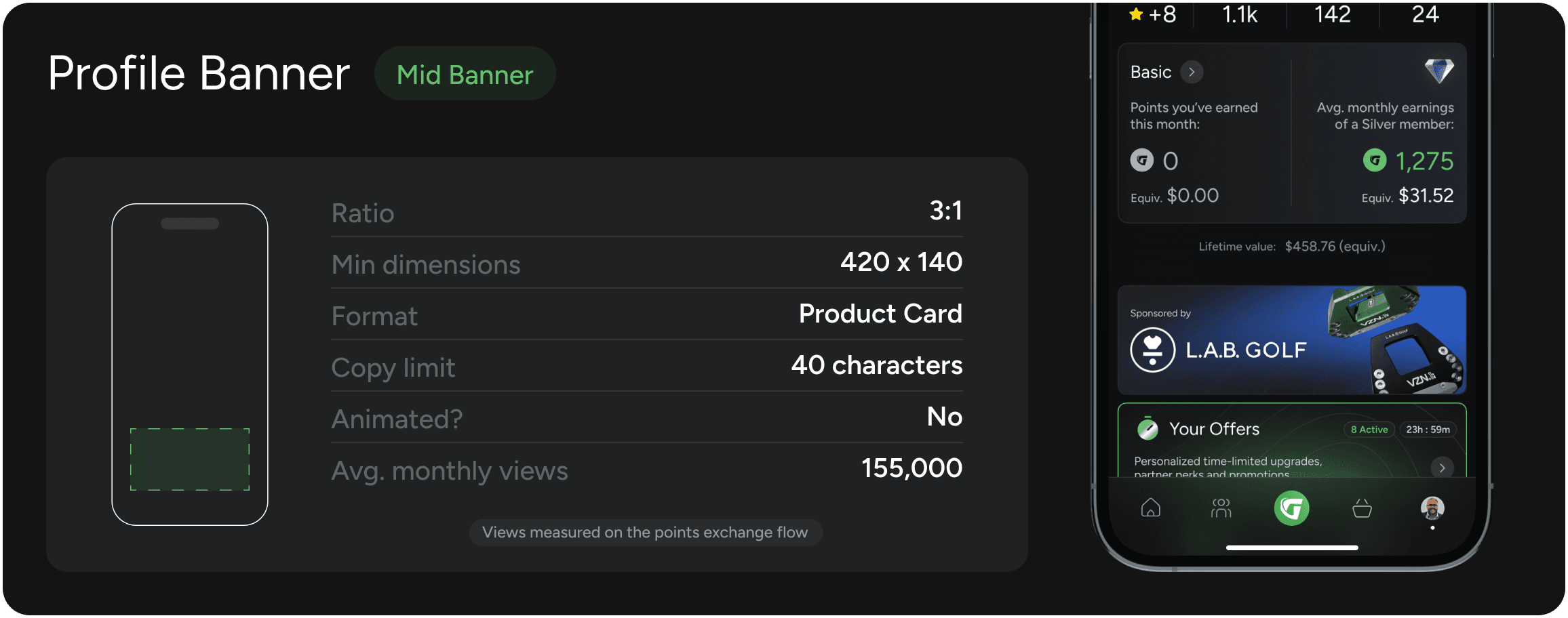 Profile Banner — live ad placement in the GolfN app