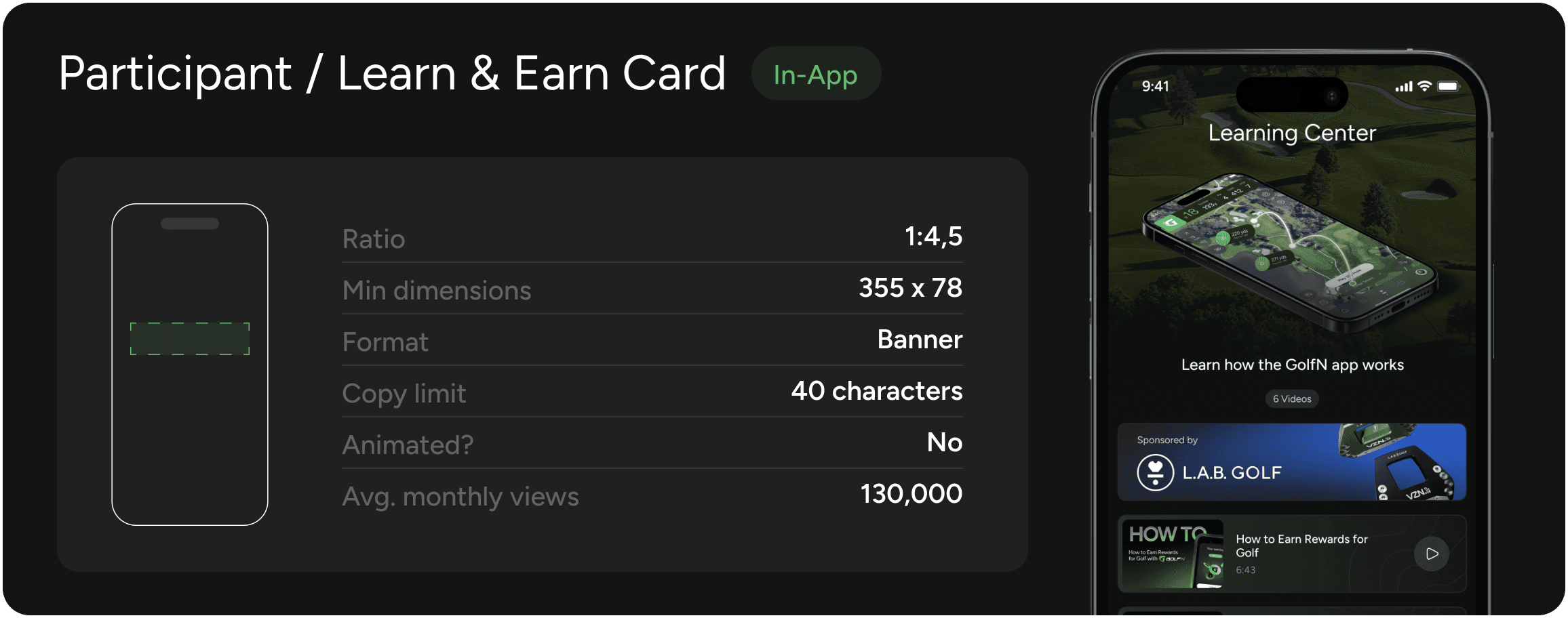 Partner Learn & Earn module in the GolfN app