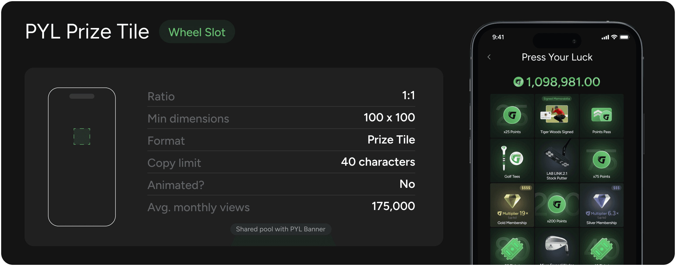 Partner product as a Press Your Luck prize in the GolfN app