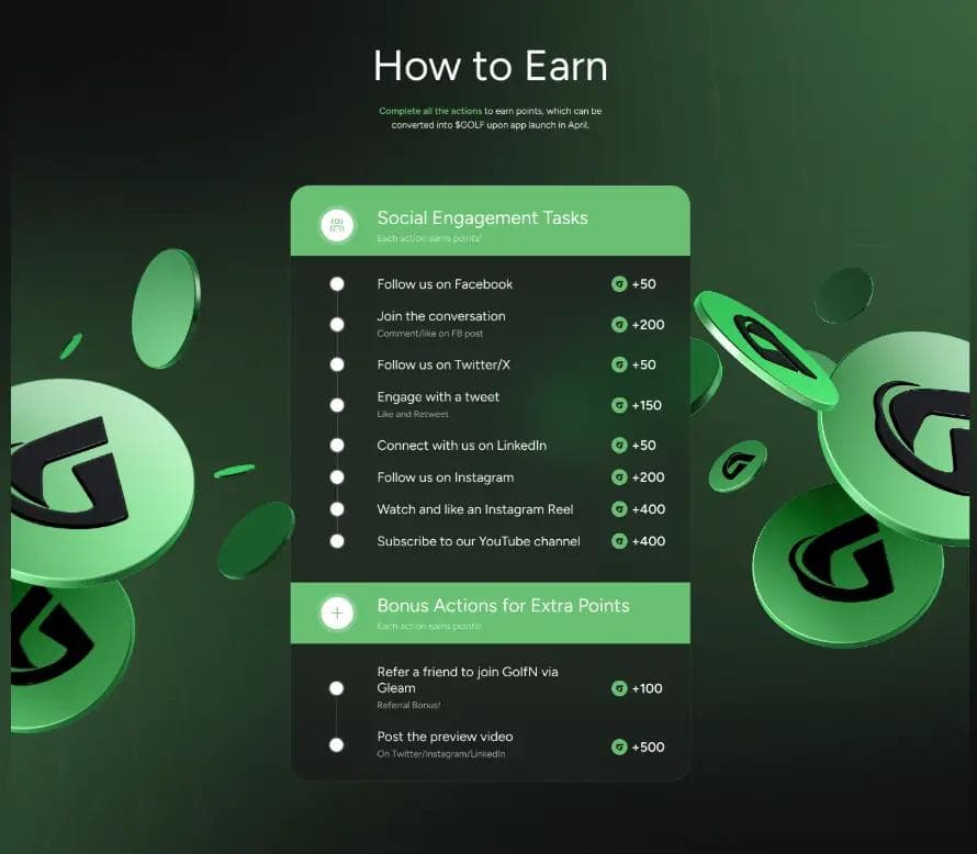 Pre-Launch Kickoff: Earn Up to 3,000 Points in the GolfN Gleam Campaign