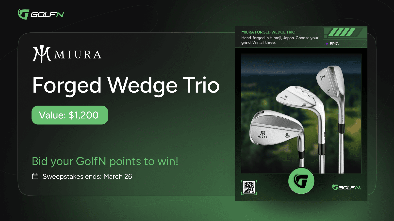 Miura Forged Wedge Sweepstakes: Win Three Custom Wedges