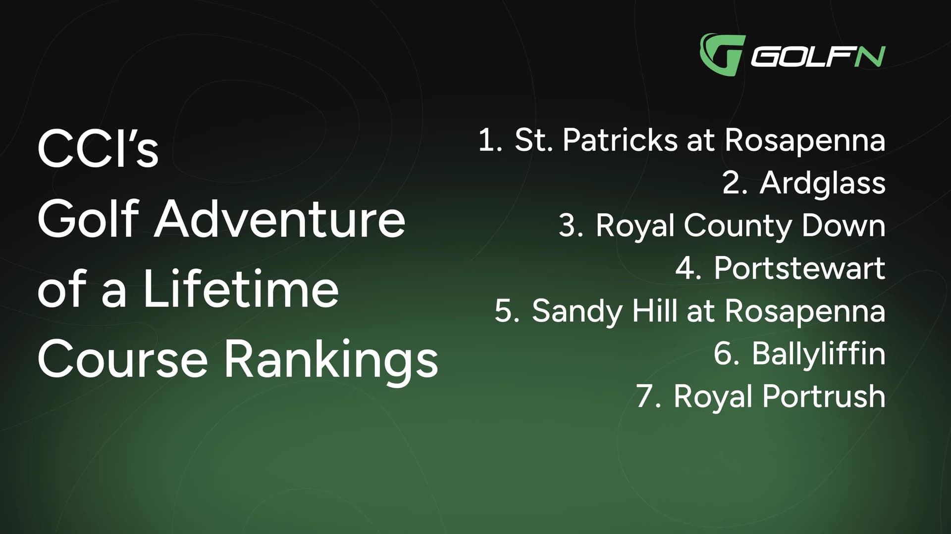 CCI's Ireland course ranking
