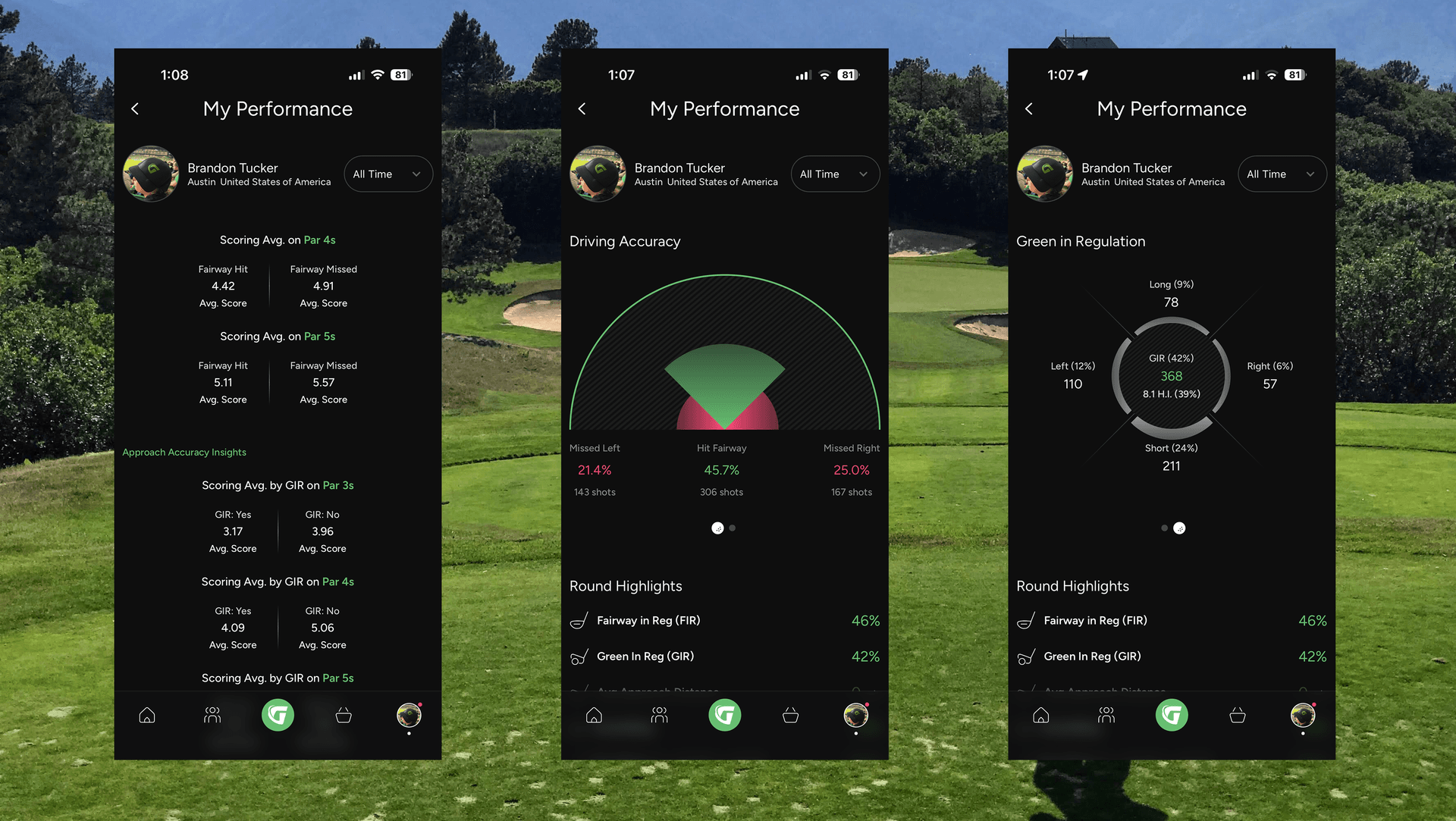 GolfN screens